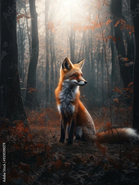 Fototapeta 8. Sharp and clear image of a red fox in a forest