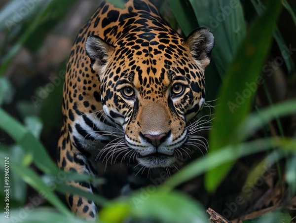 Fototapeta 18. Sharp portrait of a striking jaguar in the jungle