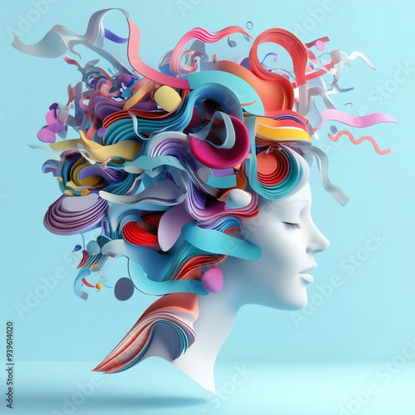 Obraz mind mapping expanding creative thoughts, 3D illustration