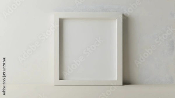 Fototapeta A sleek, white picture frame with clean lines and no embellishments, set against a solid, neutral background
