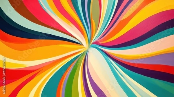 Fototapeta A whimsical abstract starburst with curving lines and bright, playful colors, creating a fun and lively design.