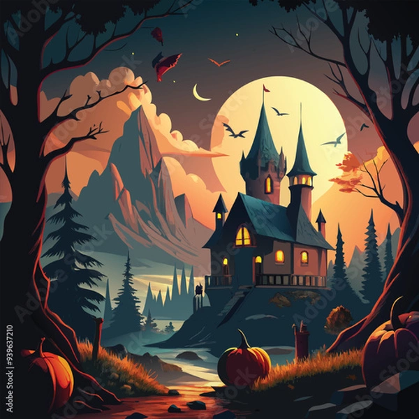 Obraz Dark Hlloween Castle