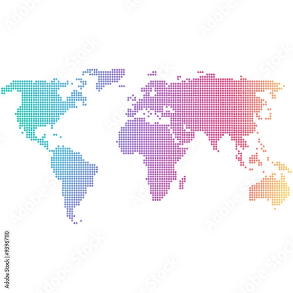 Obraz colorful & dotted world map