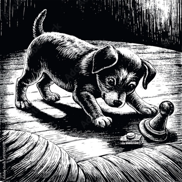 Obraz Pupy play with a toy vector