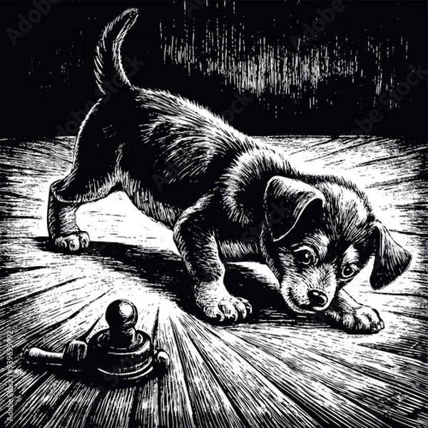 Obraz Pupy play with a toy vector