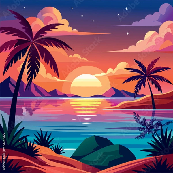 Obraz Tropic sunset vector