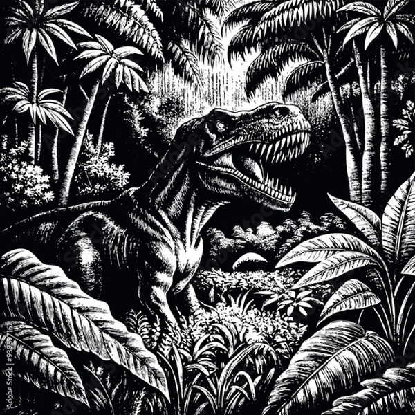 Obraz T-rex in jungle vector