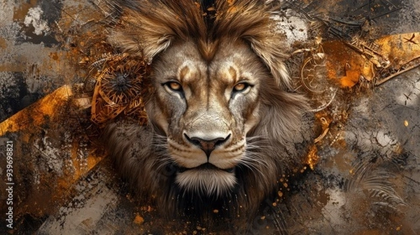 Obraz digital image of a majestic lion portrait