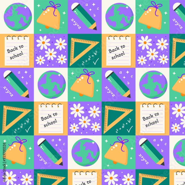 Fototapeta The school pattern for the beginning of the school year