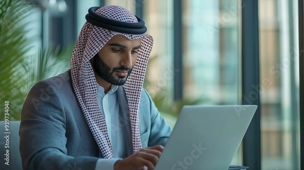 Obraz arab person with laptop