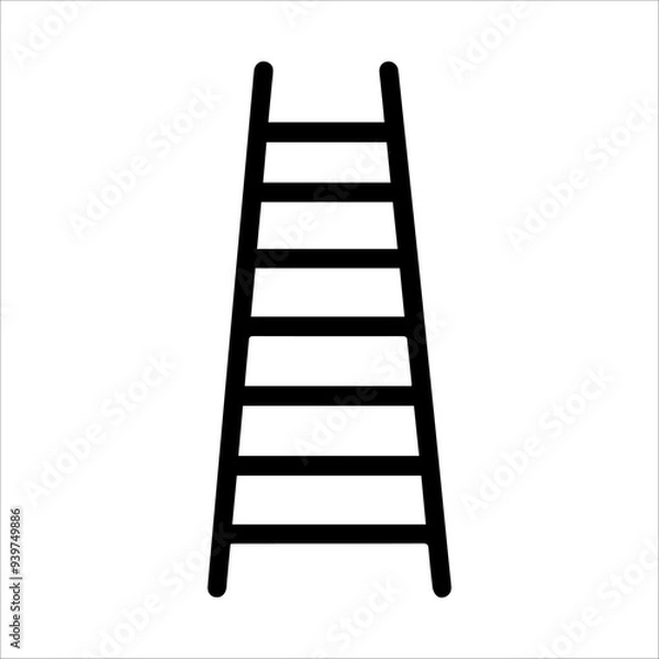 Fototapeta Ladder icon or modern line symbol. Vector line art and icon design with bold outline. Black and white Pixel Perfect minimalistic symbol isolated white background. Silhouette simple thin sign