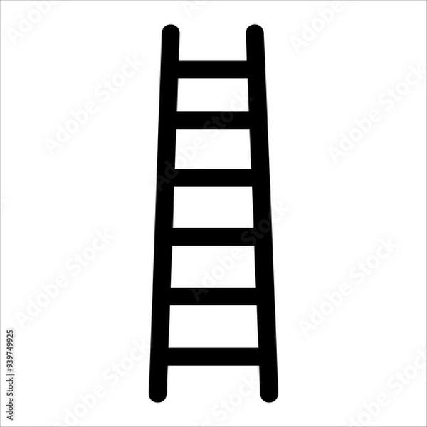 Fototapeta Ladder icon or modern line symbol. Vector line art and icon design with bold outline. Black and white Pixel Perfect minimalistic symbol isolated white background. Silhouette simple thin sign