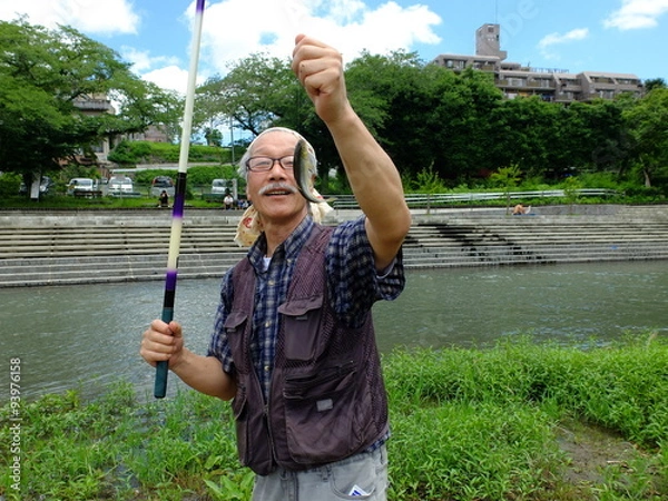 Obraz 釣りの風景　釣り人　渓流