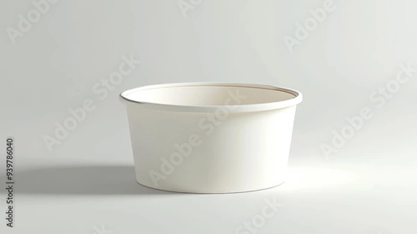Fototapeta A realistic empty paper bowl or container is positioned alone on a plain white background. This is useful for product packaging design presentations and online advertising.