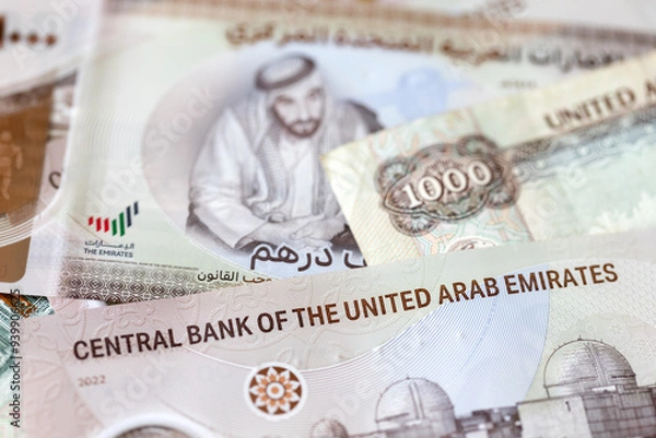 Obraz New UAE banknotes banknotes of one thousand, paper money closeup