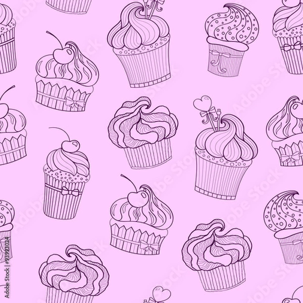 Fototapeta vector  cupcake seamless pattern