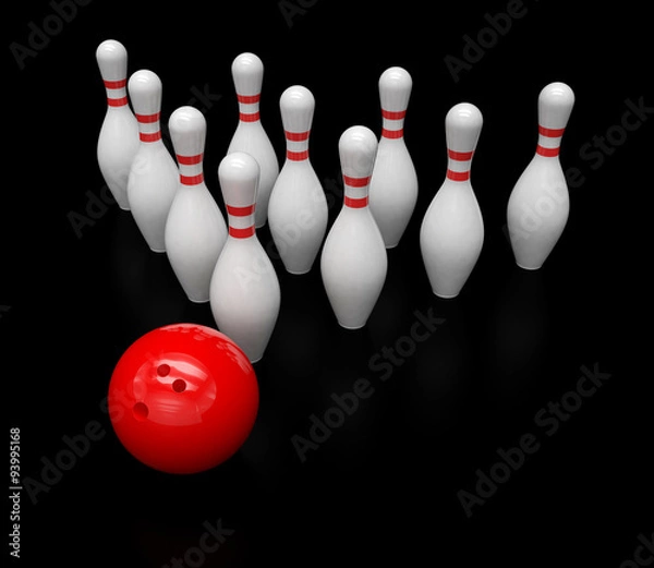 Obraz Bowling ball and skittles isolated