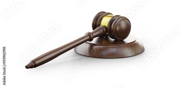 Fototapeta Wooden Gavel Isolated. Transparent PNG.
