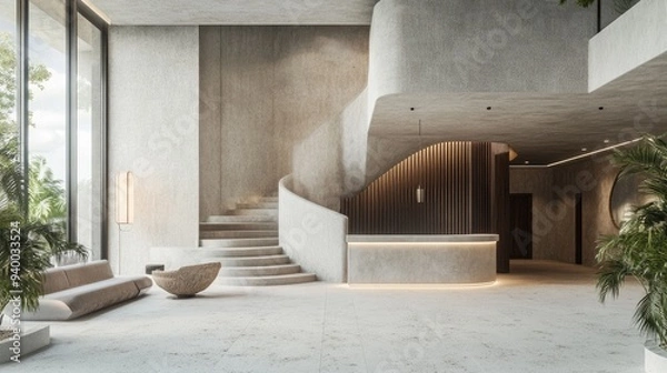 Fototapeta 3D rendering of contemporary architectural design