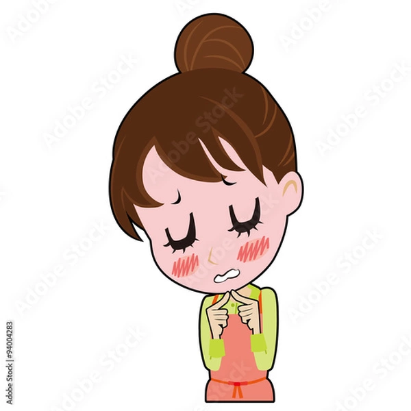 Fototapeta もじもじする若い主婦