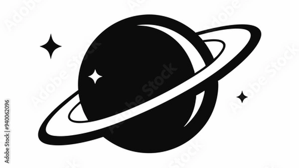 Fototapeta Planet Saturn with planetary ring vector, cosmos and planet silhouette