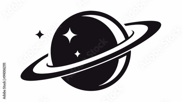 Fototapeta Planet Saturn with planetary ring vector, cosmos and planet silhouette