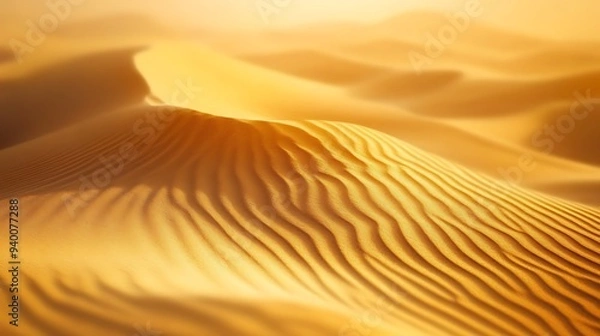 Obraz Golden Desert Dreams: Sand Dunes Under Shimmering Heat Haze in High Resolution Photography