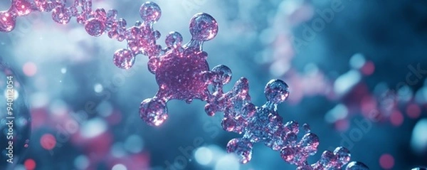 Fototapeta Intricate molecular structure showcasing vibrant colors and details, perfect for scientific and educational projects.