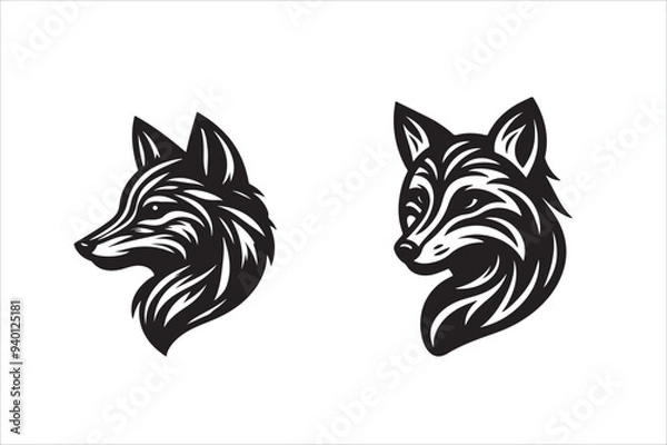 Fototapeta A fox  silhouette vector art 