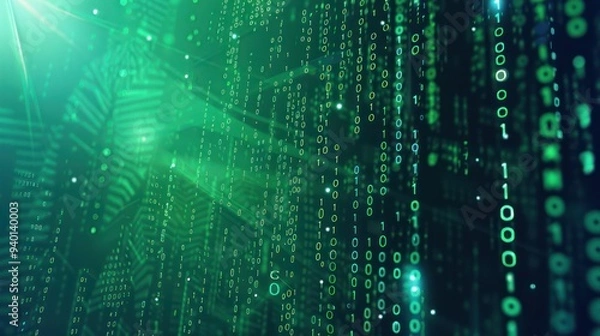 Fototapeta Binary Code Green