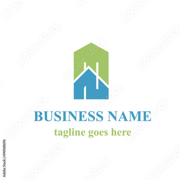 Fototapeta Illustration of Creative Initial MN or NM Vector Logo Combine With House for Your Business