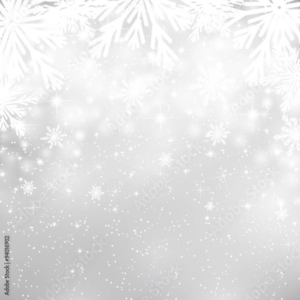 Obraz Silver Christmas background with snowflakes 
