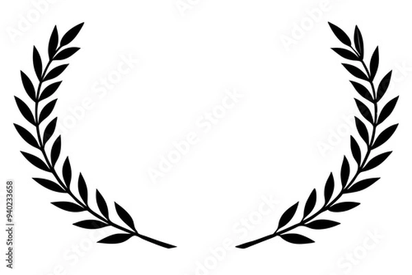Obraz Laurel wreath line style silhouette vector illustration collection