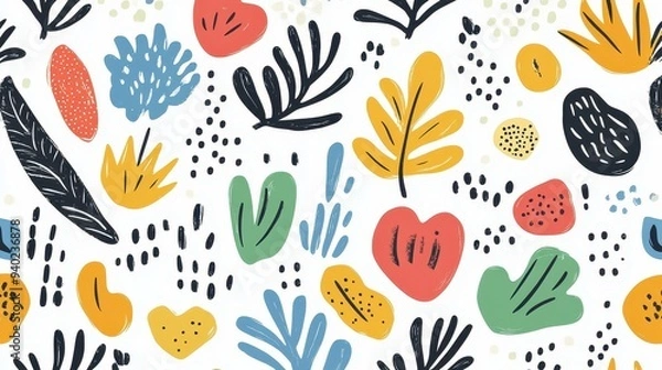 Fototapeta Discover lively flat illustrations that blend textures and vibrant colors, perfect for enhancing any modern space.
