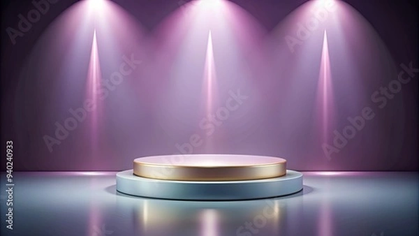 Fototapeta Abstract background with illuminated podium for product showcase , display, exhibit, stage, presentation