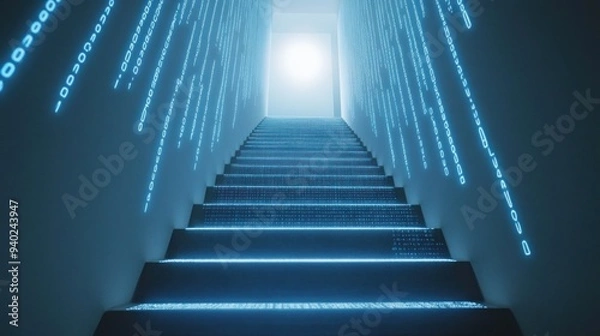 Fototapeta Digital Staircase to Success