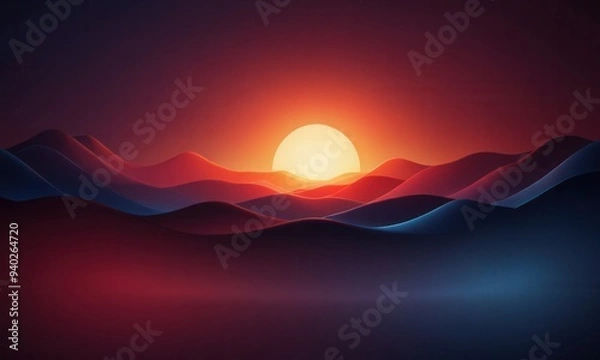 Obraz an abstract background with a smooth gradient transition from deep red to dark blue, resembling a sunset sky.