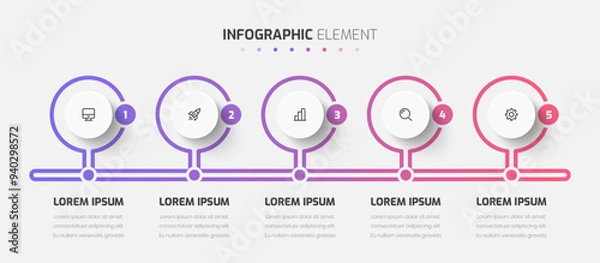 Fototapeta Vector Business Infographic Template with Circle Label 5 sections Good for Presentation