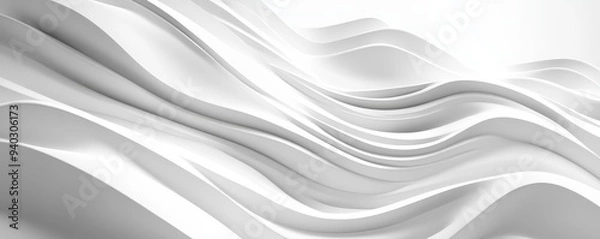 Fototapeta Abstract White Flowing Curves, 3D Rendering, Minimalism, White Background, Architecture, Design, Abstract Art
