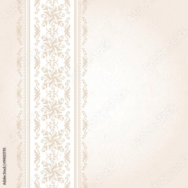 Obraz Vintage beige seamless border on  light beige.