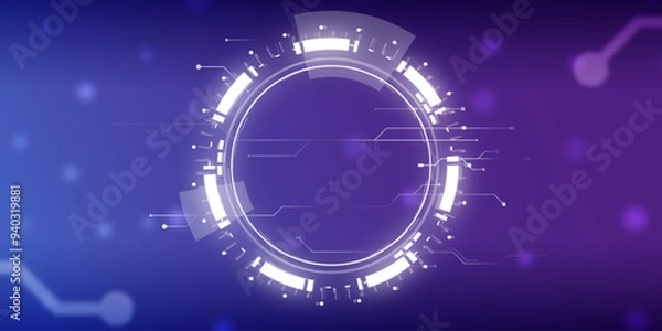 Fototapeta Abstract hi-tech cyber and technology background vector. Blue-purple colors illustrator.