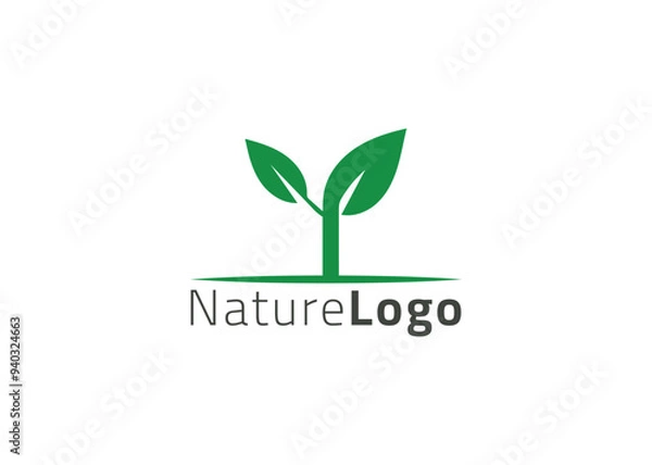 Obraz Green abstract leaf logo design template