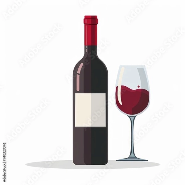 Obraz wine bottle glass icon vector on white background