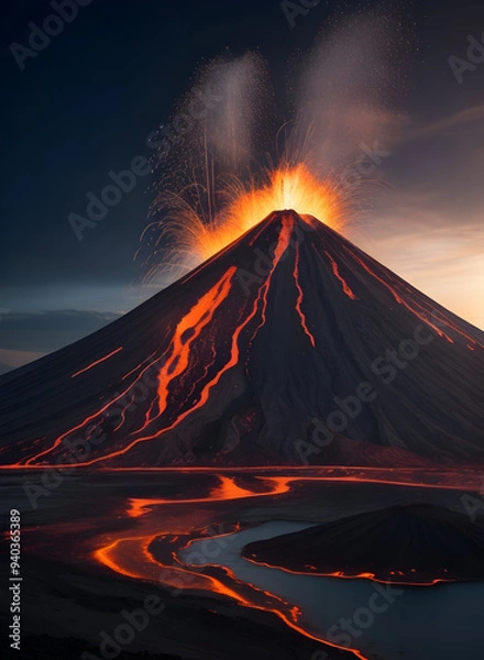 Fototapeta Details of a volcanic crater opening