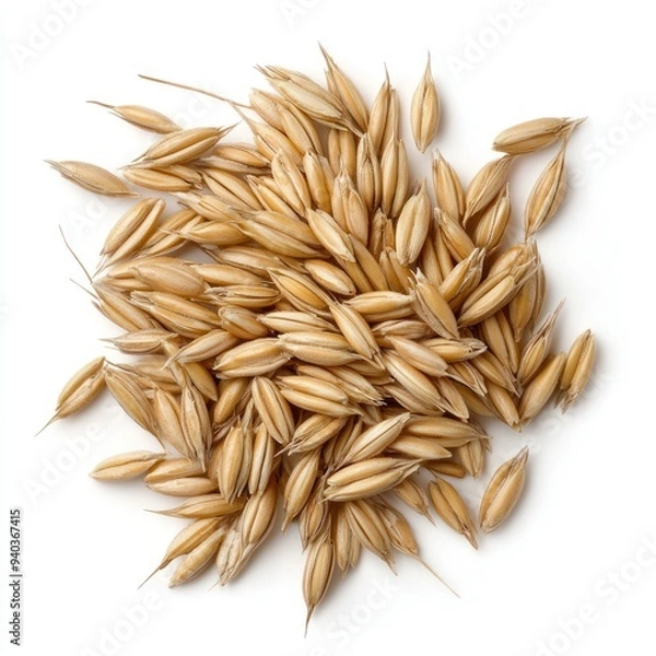 Fototapeta Fresh Raw Barley Grains on White Background in Studio Lighting, Generative Ai