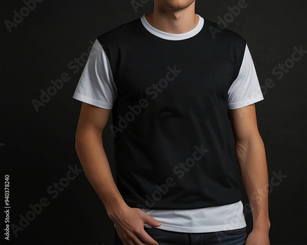 Fototapeta Minimalist T-Shirt Mockup Backgrounds for AI Design | Versatile Blank T-Shirt Backgrounds for Mockup Creations | Sleek T-Shirt Mockup AI Backgrounds for Designers | Creative Blank Canvas: T-Shirt Mock