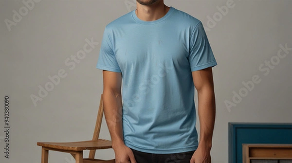 Fototapeta Minimalist T-Shirt Mockup Backgrounds for AI Design | Versatile Blank T-Shirt Backgrounds for Mockup Creations | Sleek T-Shirt Mockup AI Backgrounds for Designers | Creative Blank Canvas: T-Shirt Mock