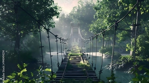 Fototapeta Misty Forest Bridge