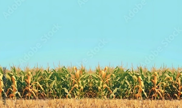 Fototapeta Agriculture corn field with sweet corn seeds, of free space for your texts and branding.