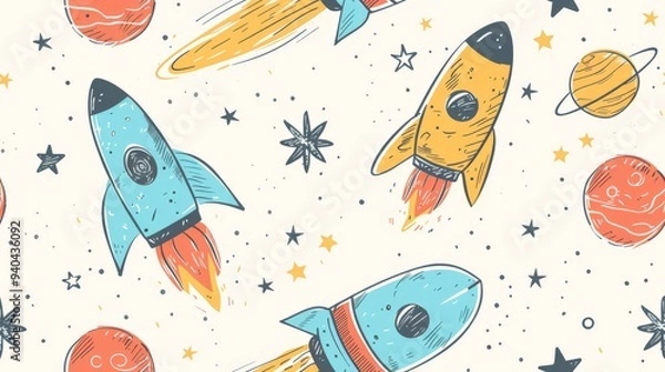 Obraz Space theme pattern.